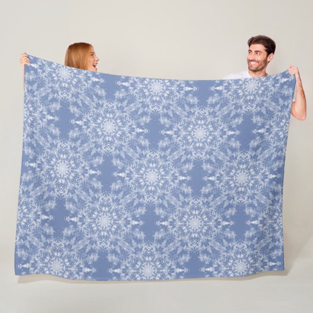 Couverture Polaire Motif de flocon de neige en dentelle Abstraite sur (En situation)