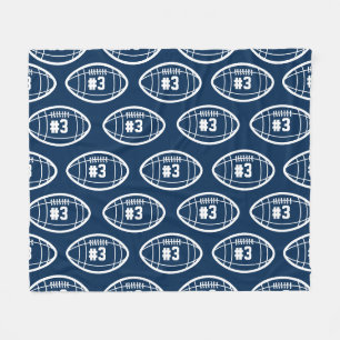 Couverture Polaire Motif de foot bleu et blanc de marine