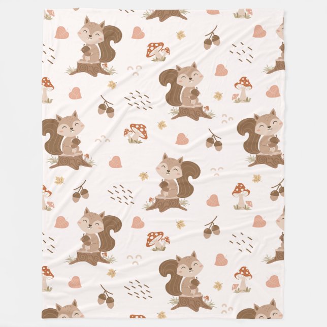 Couverture Polaire Motif de forêt de l'écureuil mou (Devant)