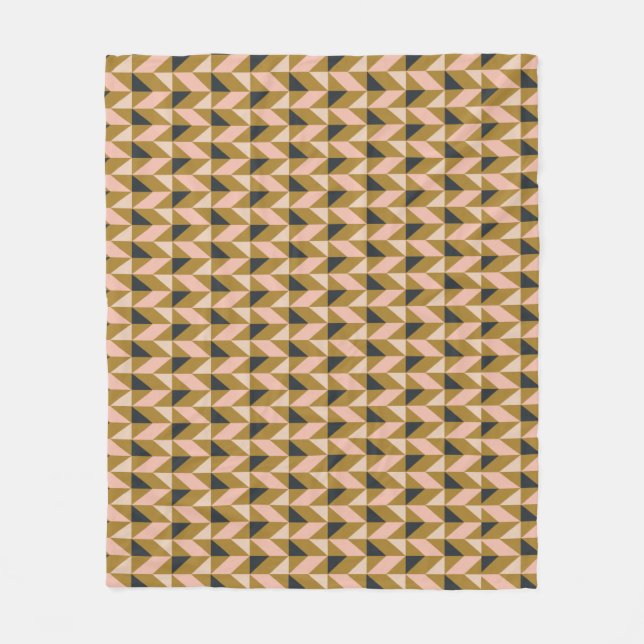 Couverture Polaire Motif de formes géométriques rétro | Gold Blush Bl (Devant)