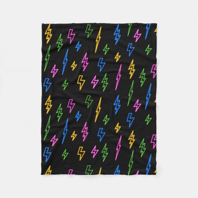 Couverture Polaire Motif de foudre Retro Neon des années 80 (Devant)