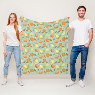 Couverture Polaire Motif de fruits avec citrons, oranges