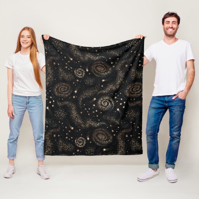 Couverture Polaire Motif de galaxie Gold Star Constellation (En situation)