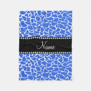 Couverture Polaire motif de girafe bleu de nom personnalisé