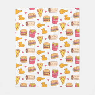 Couverture Polaire Motif de gribouillages de fast-food mignons