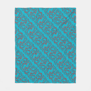 Couverture Polaire Motif de henné de fleur de lis d'Indien