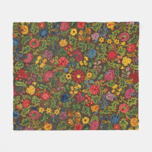 Couverture Polaire Motif de jardin botanique antique vibrant
