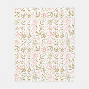 Couverture Polaire Motif de la Ancre d'or