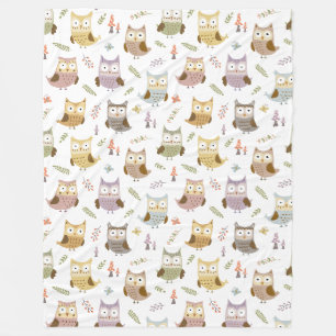 Couverture Polaire Motif de la Chouette des bois, Enfants blancs