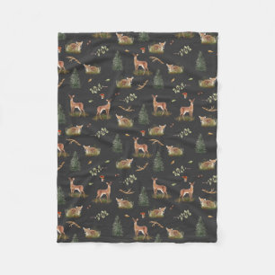 Couverture Polaire Motif de la faune de cerfs de bois Bébé Toison Bla