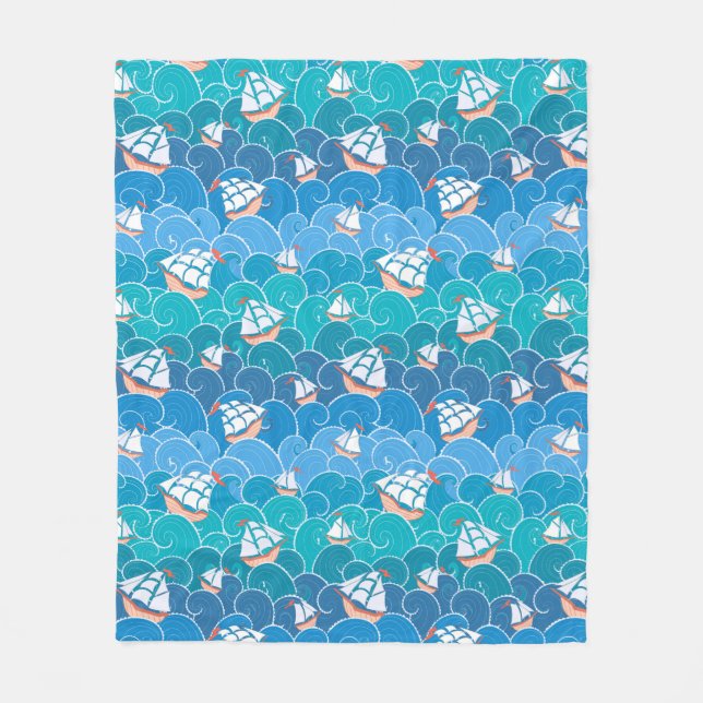 Couverture Polaire Motif de la mer des Rochers (Devant)