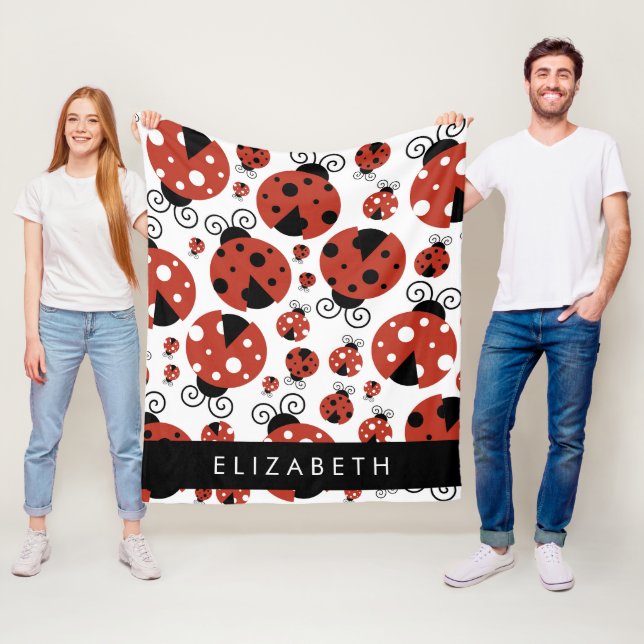 Couverture Polaire Motif De Ladybugs, Red Ladybugs, Votre Nom (En situation)