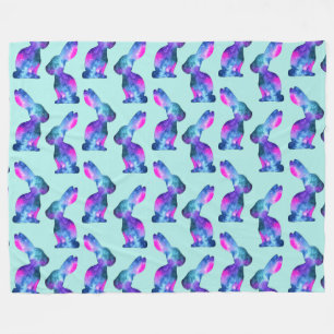 Couverture Polaire Motif de lapin de galaxie d'aquarelle