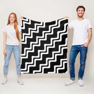 Couverture Polaire Motif de ligne double couleur Diagonal Zig Zag