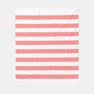 Couverture Polaire Motif de lignes pastel blanc et rose