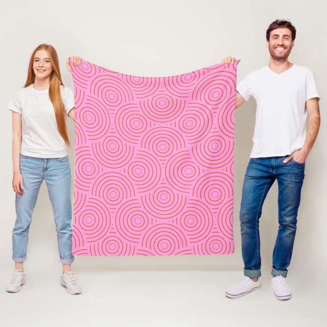 Couverture Polaire Motif de lignes Super rétro orange et rose (En situation)