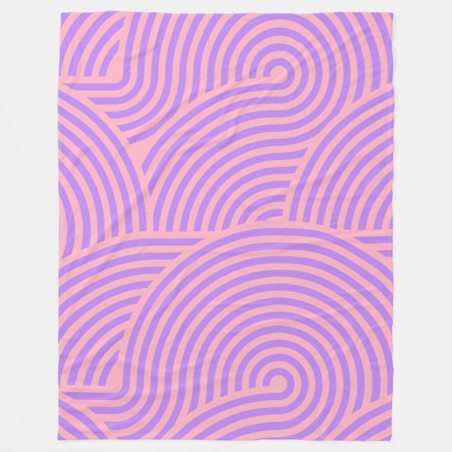 Couverture Polaire Motif de lignes Super rétro rose et violet (Devant)