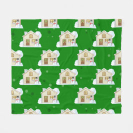 Couverture Polaire Motif de maison de Noël 