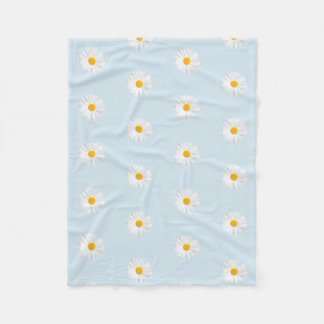 Couverture Polaire motif de marguerite blanche