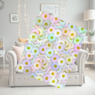 Couverture Polaire Motif de marguerite colorée - pastel