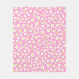 Couverture Polaire Motif de marguerites de printemps de Boho rose