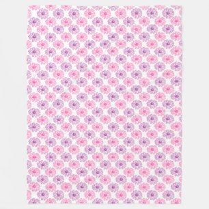 Couverture Polaire Motif de marguerites violettes et roses
