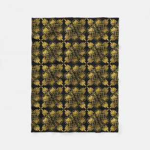 Couverture Polaire Motif de méandre grec antique en or noir