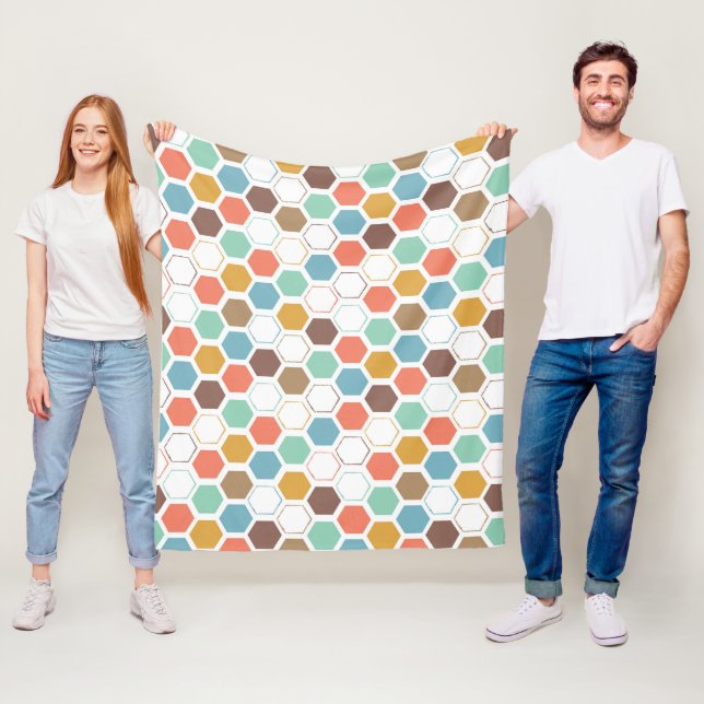 Couverture Polaire Motif de module de ruche d'abeille (En situation)