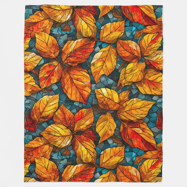 Couverture Polaire Motif de mosaïque d'automne (Devant)