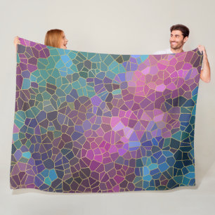 Couverture Polaire Motif de mosaïque de rose violet Turquoise bleu ve