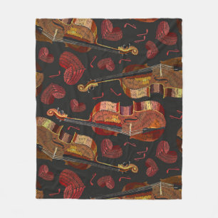 Couverture Polaire Motif de musique violon Red Heart