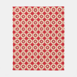 Couverture Polaire Motif de Noël beige rouge et blanc