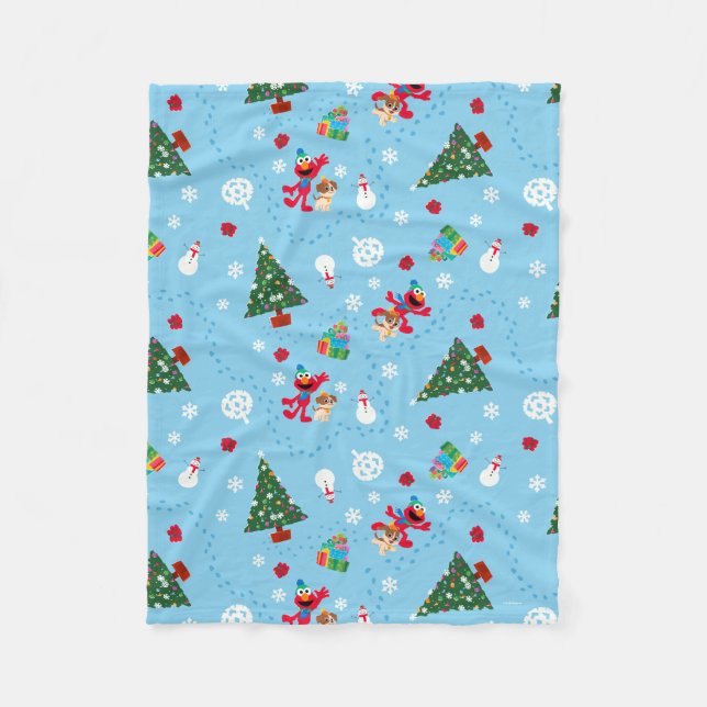 Couverture Polaire Motif de Noël bleu Elmo & Tango (Devant)