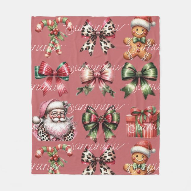 Couverture Polaire Motif de Noël personnalisé (Devant)