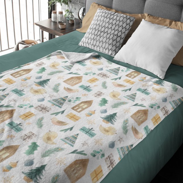 Couverture Polaire Motif de Noël scandinave mignon (Créateur téléchargé)