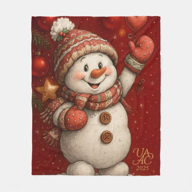 Couverture Polaire Motif de Noël sur fond rouge (Devant)