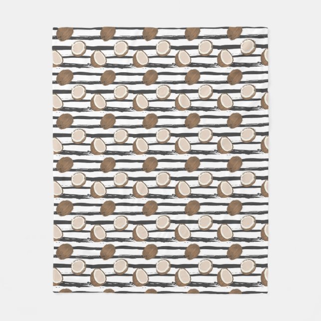 Couverture Polaire Motif de noix de coco sur Grunge Stripes (Devant)