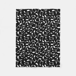 Couverture Polaire Motif de notes de musique noir et blanc