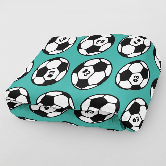 Couverture Polaire Motif de numéro de ballon de football sarcelle (Créateur téléchargé)