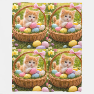 Couverture Polaire Motif de œufs de Pâques photo de chaton 