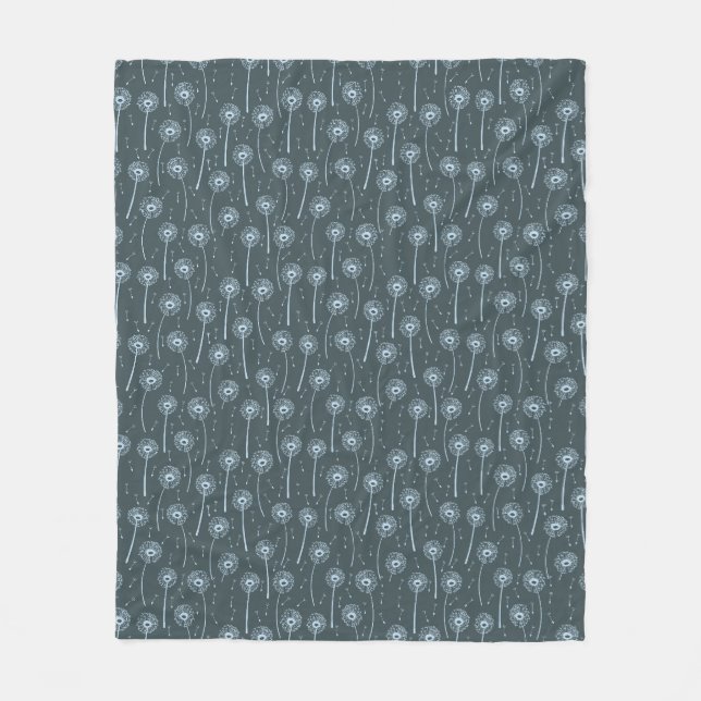 Couverture Polaire Motif de pandelions cyhèmes bleus (Devant)