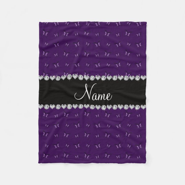 Couverture Polaire Motif de papillon pourpre nommé personnalisé (Devant)