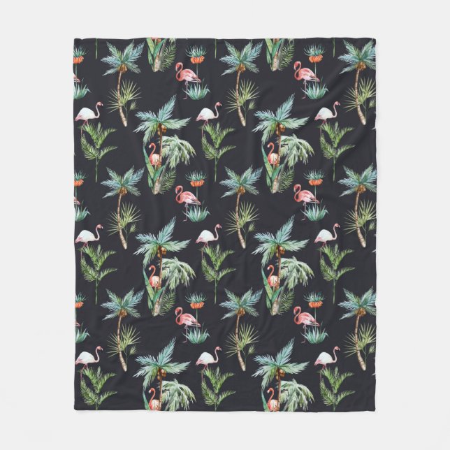 Couverture Polaire Motif de paume d'aquarelle (Devant)