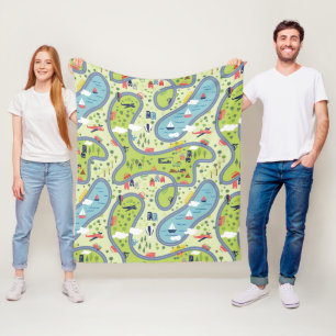 Couverture Polaire Motif de paysage de promenade en voiture d'enfants