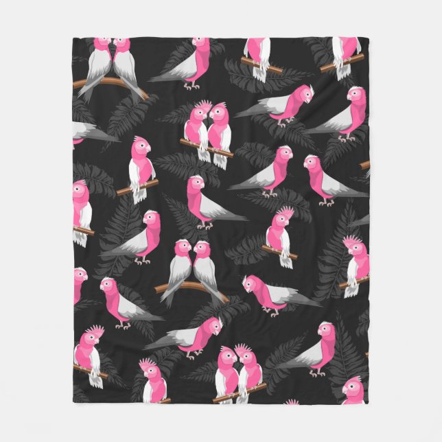 Couverture Polaire Motif de perroquet de galah rose et violet (Devant)