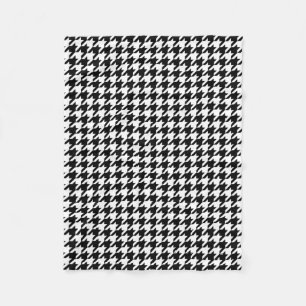 Couverture Polaire Motif de pied-de-poule noir et blanc