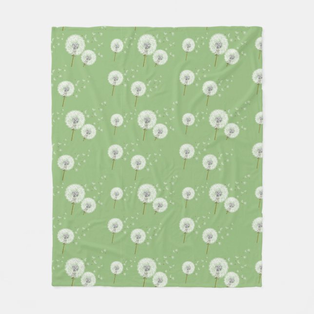 Couverture Polaire Motif de pissenlit sur l'arrière - plan vert (Devant)
