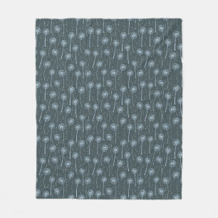 Couverture Polaire Motif de pissenlits bohèmes bleu cyan