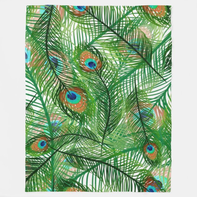 Couverture Polaire motif de plumes de paon (Devant)