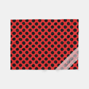 Couverture Polaire Motif de point chic mignon noir rouge de polka de